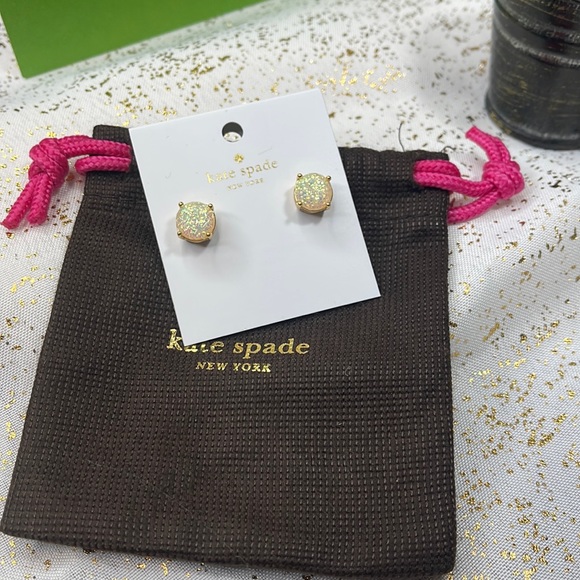Kate Spade Earrings opal glitter gold NEW! - Picture 3 of 5